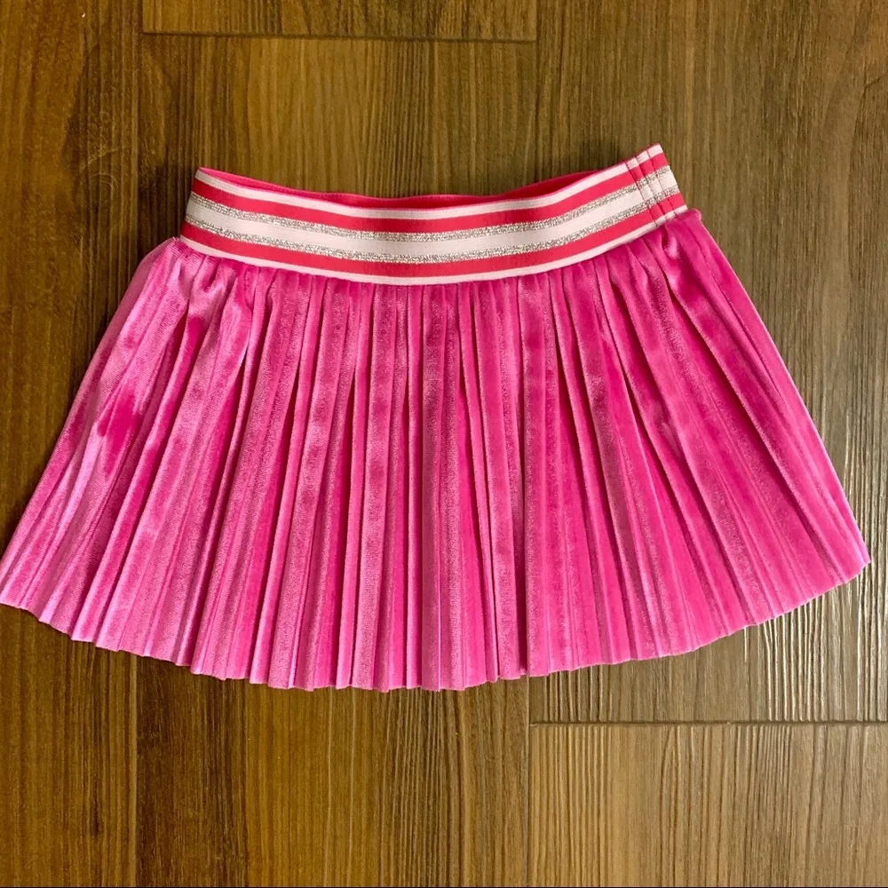NWT Cat and Jack baby girls hot pink pleated velvet cheer skirt 18 months - Picture 1 of 6